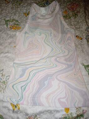 Women’s Marble-Print Racerback Tank Top - Pastel Swirl